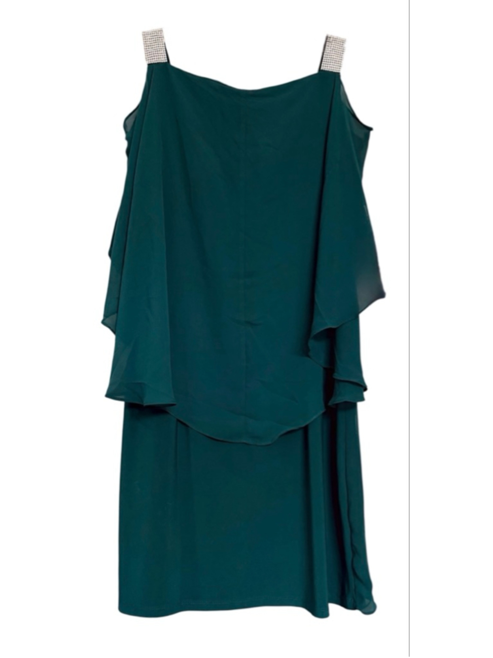 MSK Teal Mini Dress with Rhinestone Straps & Waist, Size M NWT - Picture 3 of 12